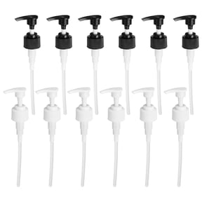 Uxcell 12Pcs Liter Pump Dispensers, 28/410 Universal Shampoo Container Pump, Black, White