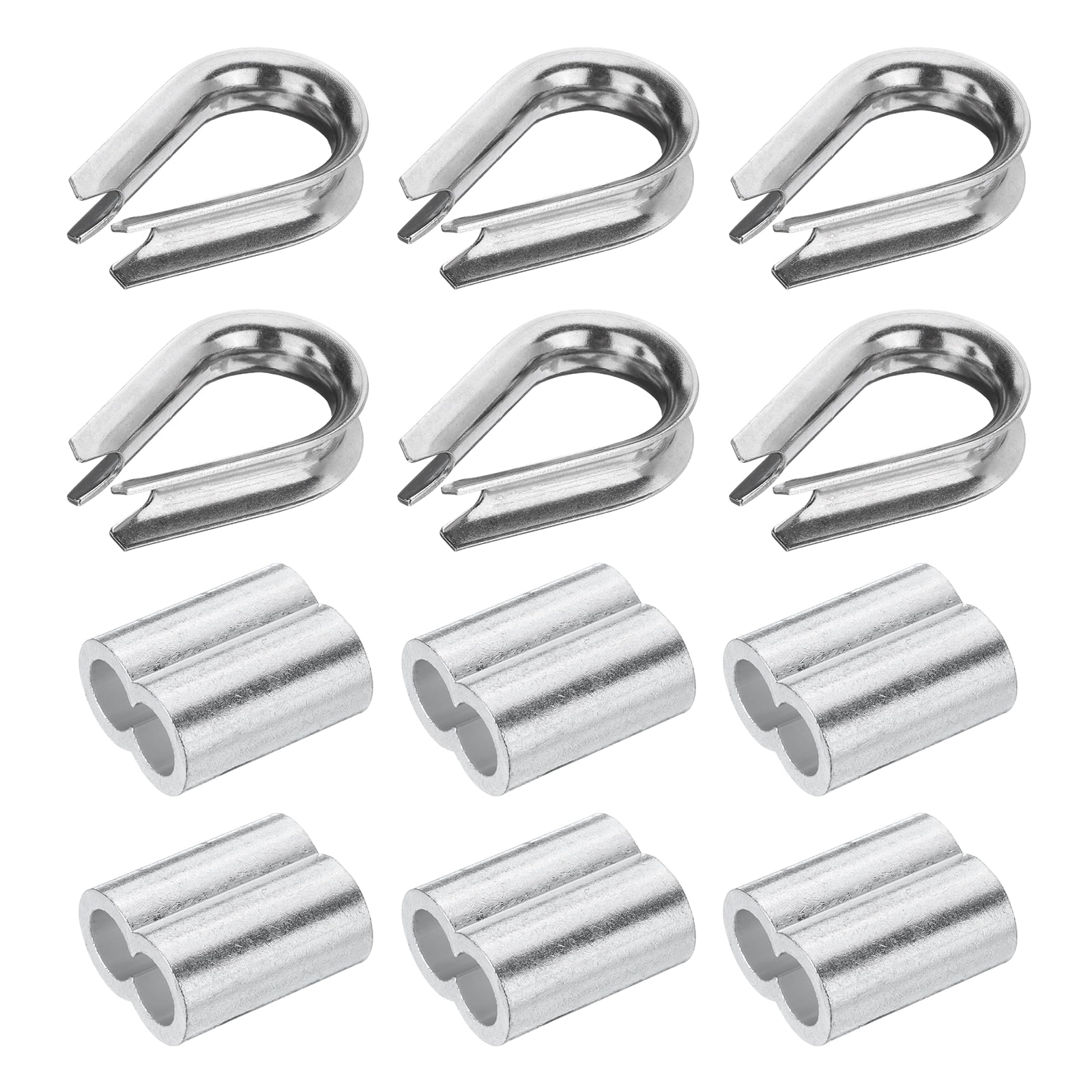 Uxcell 12Pcs M10(10mm) Wire Rope Cable Clamp Thimble and Crimping Loop ...