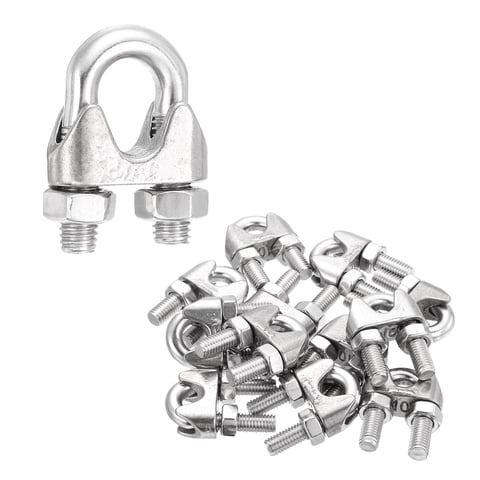 Uxcell 12Pcs M10 Wire Rope Clamps 3/8" 304 Stainless Steel Cable Clip Clamp