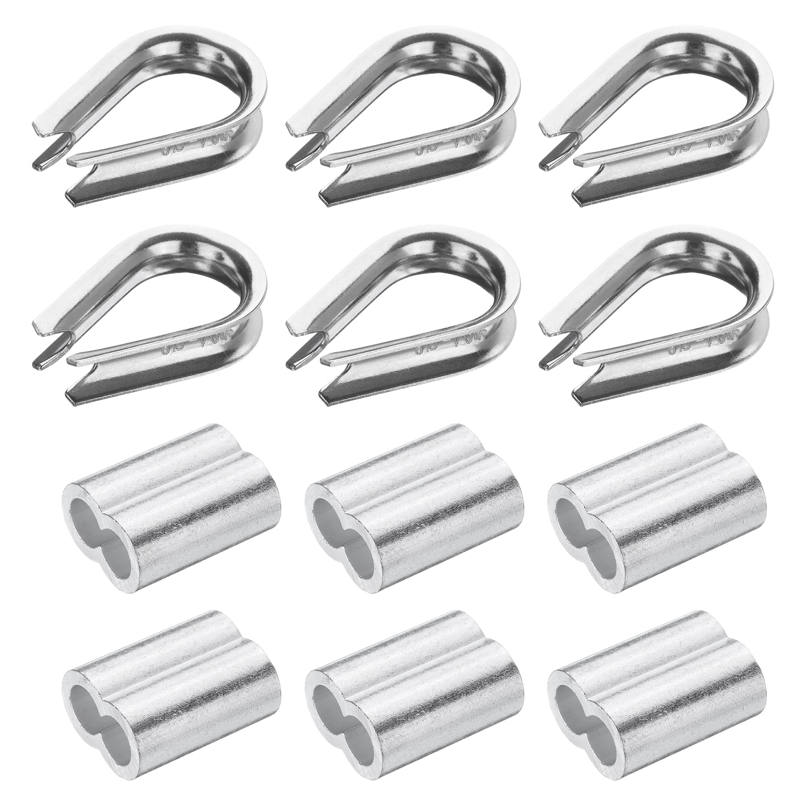 Uxcell 12Pcs M8(8mm) Wire Rope Cable Clamp Thimble and Crimping Loop ...