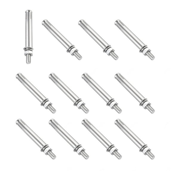 Uxcell 12Pcs M8 x 90mm Expansion Screw Bolts Sleeve Anchoring Fastener for Wall Concrete Brick Walls Drywall, Silver