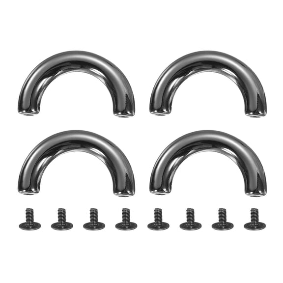 4Pcs Metal D-Ring Connector Buckles, Alloy Arch Bridge D-Ring Buckles Chain with Screws (Black, 1.2 x 0.2 Inch)