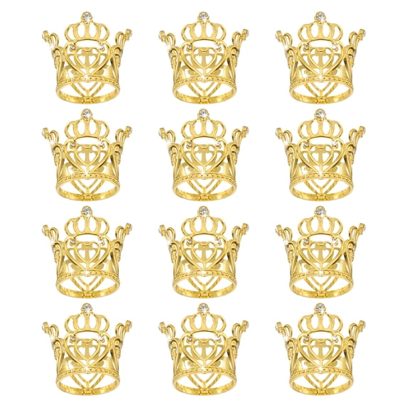 Uxcell 12Pcs Mini Crown Cake Toppers, Alloy Queen Princess Little Gold Crown Heart Shaped, Heart Crown