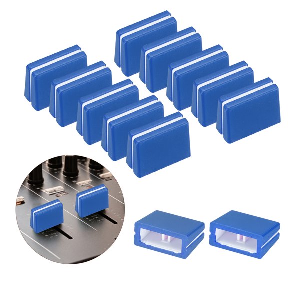 Uxcell 12Pcs Mixer Slider Fader Caps Universal Fader Knobs Blue Plastic Slide Potentiometer Replacement Slider Knob for Universal DJ Controller Mixer Console DJM DDJ XDJ Denon