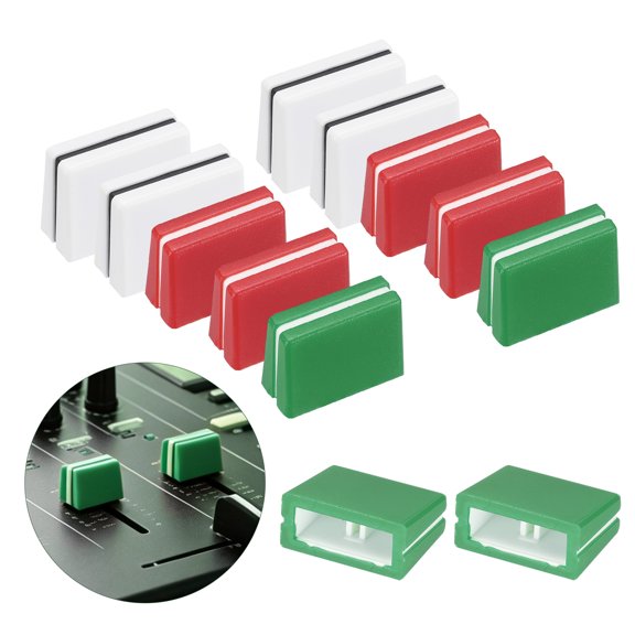 Uxcell 12Pcs Mixer Slider Fader Caps Universal Fader Knobs Green Red Plastic Slide Potentiometer Replacement Slider Knob for Universal DJ Controller Mixer Console DJM DDJ XDJ Denon