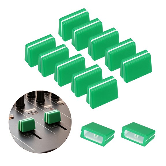 Uxcell 12Pcs Mixer Slider Fader Caps Universal Fader Knobs Green White Plastic Slide Potentiometer Replacement Slider Knob for Universal DJ Controller Mixer Console DJM DDJ XDJ Denon
