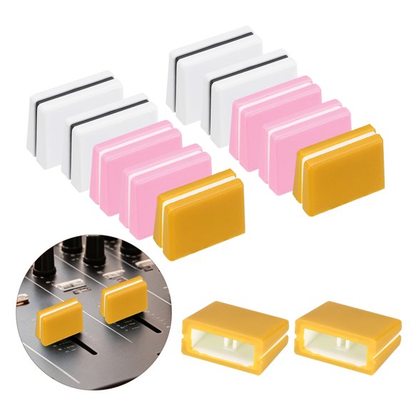 Uxcell 12Pcs Mixer Slider Fader Caps Universal Fader Knobs Pink Yellow Plastic Slide Potentiometer Replacement Slider Knob for Universal DJ Controller Mixer Console DJM DDJ XDJ Denon