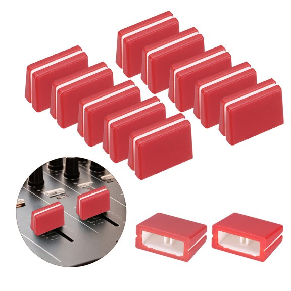 Uxcell 12Pcs Mixer Slider Fader Caps Universal Fader Knobs Red Plastic Slide Potentiometer Replacement Slider Knob for Universal DJ Controller Mixer Console DJM DDJ XDJ Denon