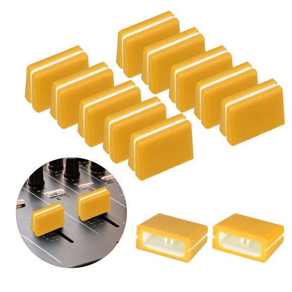 Uxcell 12Pcs Mixer Slider Fader Caps Universal Fader Knobs Yellow Plastic Slide Potentiometer Replacement Slider Knob for Universal DJ Controller Mixer Console DJM DDJ XDJ Denon