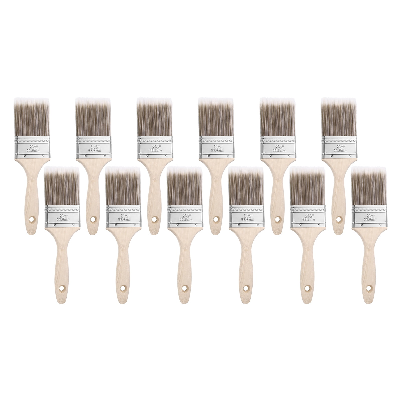 Uxcell 12Pcs Paint Brushes 2.5" Flat Paint and Chip Brushes for DIY Paint Flat Art Deck Wall Trim, Brown