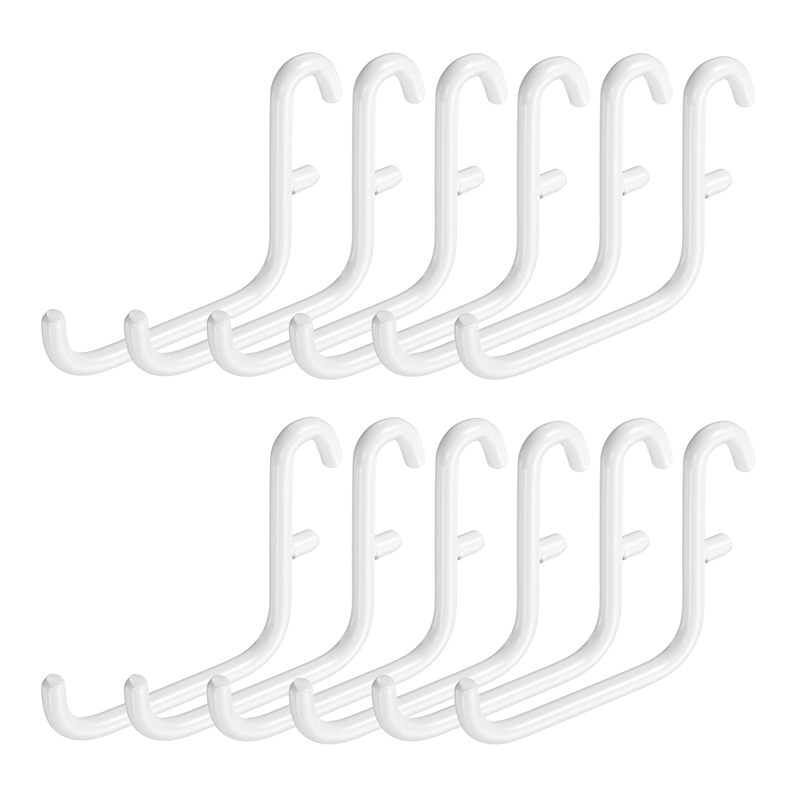 Uxcell 12Pcs Pegboard Hooks, 2.4 x 2 in Metal Peg Board Hooks for Hanging Fit 5x16mm, White
