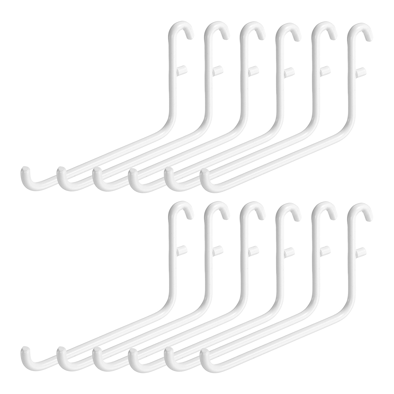 Uxcell 12Pcs Pegboard Hooks, 3.7 x 2.4 in Metal Peg Board Hooks for Hanging Fit 5x16mm, White