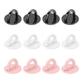 Uxcell 12Pcs Phone Ring Holder (0.7 Inch) - Adhesive Round Shaped Phone Finger Grip Hook Smartphones Keychain Ring Charm Loop for DIY Tablet Case Accessories, Black/White/Pink