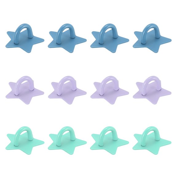 Uxcell 12Pcs Phone Ring Holder (1 Inch) - Adhesive Star Shaped Phone Finger Grip Hook Smartphones Keychain Ring Charm Loop for DIY Tablet Case Accessories, Purple/Green/Blue
