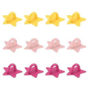 Uxcell 12Pcs Phone Ring Holder (1 Inch) - Adhesive Star Shaped Phone Finger Grip Hook Smartphones Keychain Ring Charm Loop for DIY Tablet Case Accessories, Rose Red/Yellow/Pink