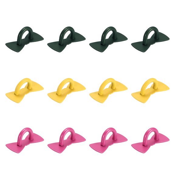 Uxcell 12Pcs Phone Ring Holder (1x0.5 Inch) - Adhesive Bow Tie Shaped Phone Finger Grip Hook Smartphones Keychain Ring Charm Loop for DIY Tablet Case Accessories, Yellow/Green/Rose Red