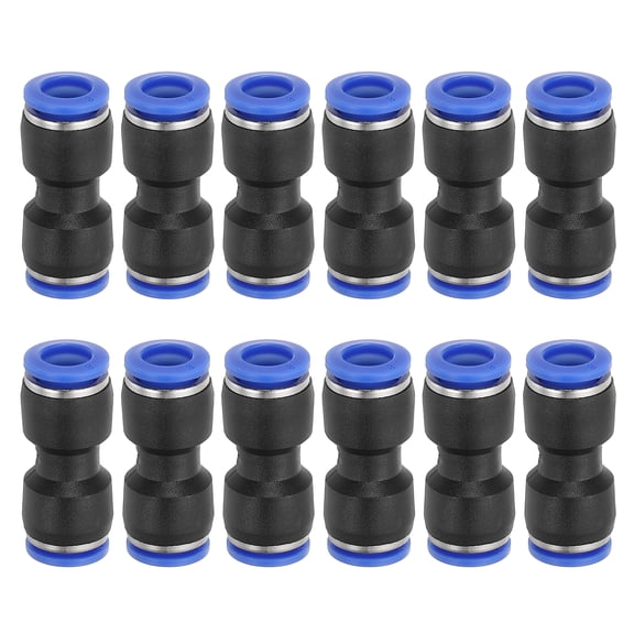 Uxcell 12Pcs Quick Straight Connectors, 8 mm(1/3")Tube OD -5~60 Plastic Straight Push Connector Push to Connect Air Hose Fitting for Pneumatic System Pipeline Connection, Blue