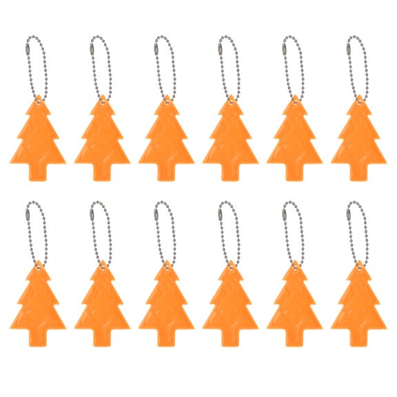 Uxcell 12Pcs Reflective Pendant Reflector Key Ring Safety Reflector Christmas Tree Shape Orange Yellow