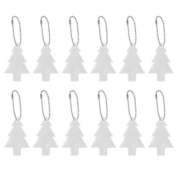 Uxcell 12Pcs Reflective Pendant Reflector Key Ring Safety Reflector Christmas Tree Shape Silver White