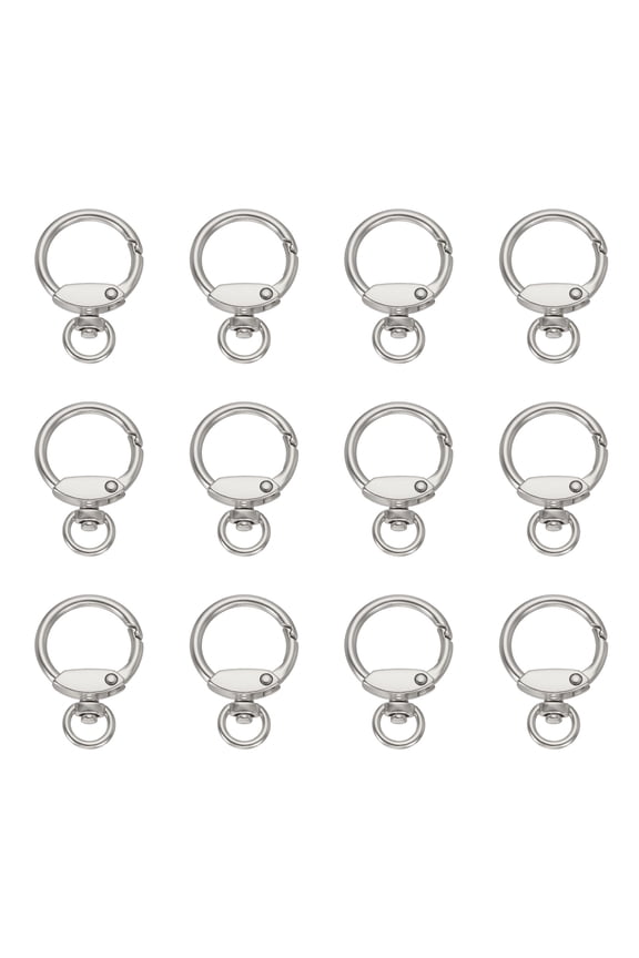 12Pcs Round Spring Snap Hooks, 22.5mm O Rings Buckle Clips Round Keyring Keychain Clip with Swivel Ring for Bags Purses DIY Chain Extender Accessory, Matte Nickel