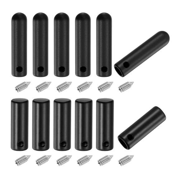 Uxcell 12Pcs Shoelace Tips with Screw, 2 Style 20mm/25mm Alloy Shoes Lace Aglets Cords End Replacement, Cylindrical Aglets for DIY Clothes Strings Repairing, Black