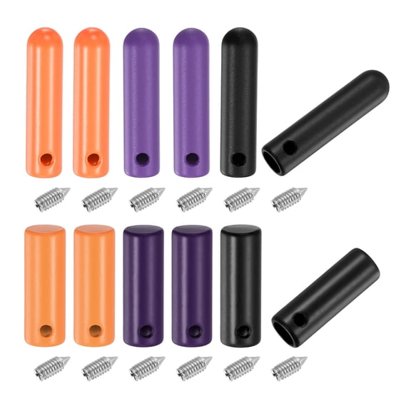 Uxcell 12Pcs Shoelace Tips with Screw, 2 Style 20mm/25mm Alloy Shoes Lace Aglets Cords End Replacement, Cylindrical Aglets for DIY Clothes Strings Repairing, Black/Purple/Orange