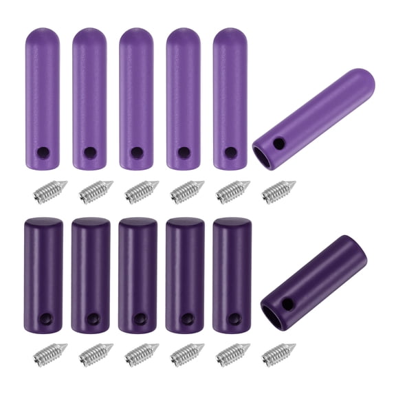 Uxcell 12Pcs Shoelace Tips with Screw, 2 Style 20mm/25mm Alloy Shoes Lace Aglets Cords End Replacement, Cylindrical Aglets for DIY Clothes Strings Repairing, Dark Purple