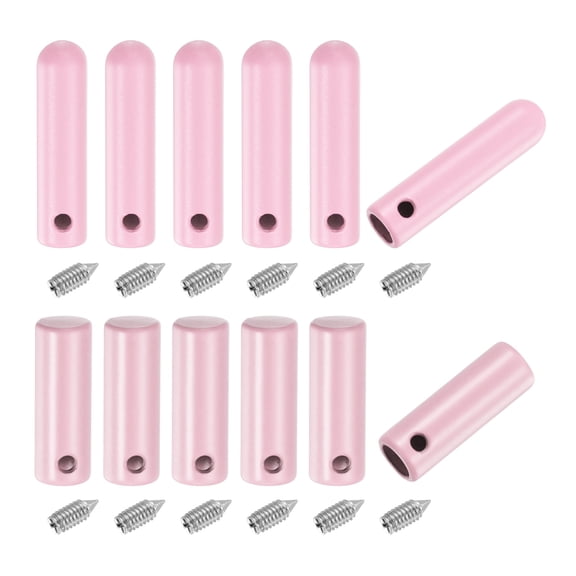Uxcell 12Pcs Shoelace Tips with Screw, 2 Style 20mm/25mm Alloy Shoes Lace Aglets Cords End Replacement, Cylindrical Aglets for DIY Clothes Strings Repairing, Pink