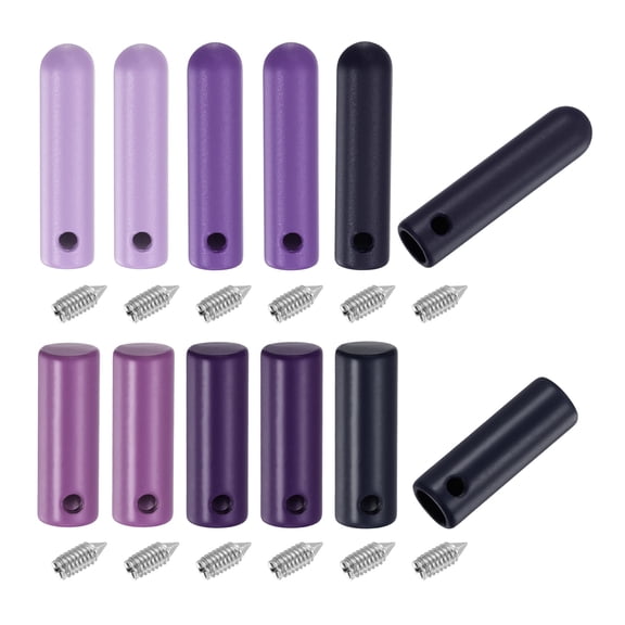 Uxcell 12Pcs Shoelace Tips with Screw, 2 Style 20mm/25mm Alloy Shoes Lace Aglets Cords End Replacement, Cylindrical Aglets for DIY Clothes Strings Repairing, Purple Blue Tone