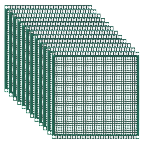 Uxcell 12Pcs Single Sided PCB Boards, FR-4 Fiberglass Printed Circuit Prototyping Board, Universal Prototype Kit for DIY, Soldering, Electronics, Green 3.94" x 3.94"