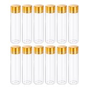 Uxcell 12Pcs Small Glass Bottles Vials, 20ml Small Glass Jars Clear Vial Containers with Gold Aluminum Caps for DIY Art Craft Wedding Favors Party Decorations Storing Jewelry Beads
