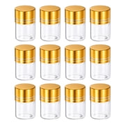 Uxcell 12Pcs Small Glass Bottles Vials, 5ml Small Glass Jars Clear Vial Containers with Gold Aluminum Caps for DIY Art Craft Wedding Favors Party Decorations Storing Jewelry Beads