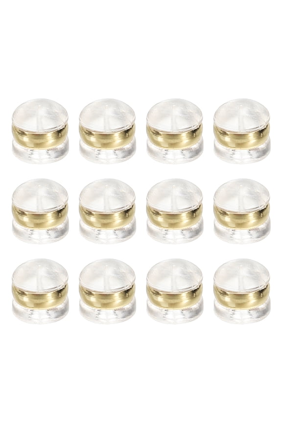 12Pcs Soft Silicone Earring Backs, 0.2" Rubber Ear Back Pads Clutch Stopper Earring Backing Replacements for Fish Hook Earring Studs Hoops, Gold