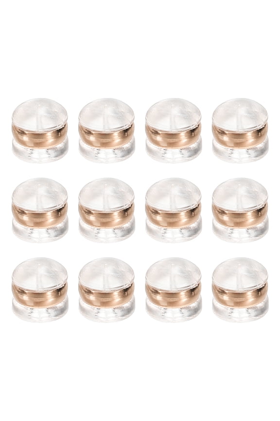 12Pcs Soft Silicone Earring Backs, 0.2" Rubber Ear Back Pads Clutch Stopper Earring Backing Replacements for Fish Hook Earring Studs Hoops, Rose Gold