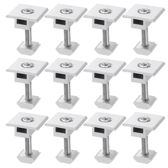 Uxcell 12Pcs Solar Panel Middle Clamp, 40mm Aluminum Solar Panel Center Clamps PV Solar Rail Mounting System, Silver