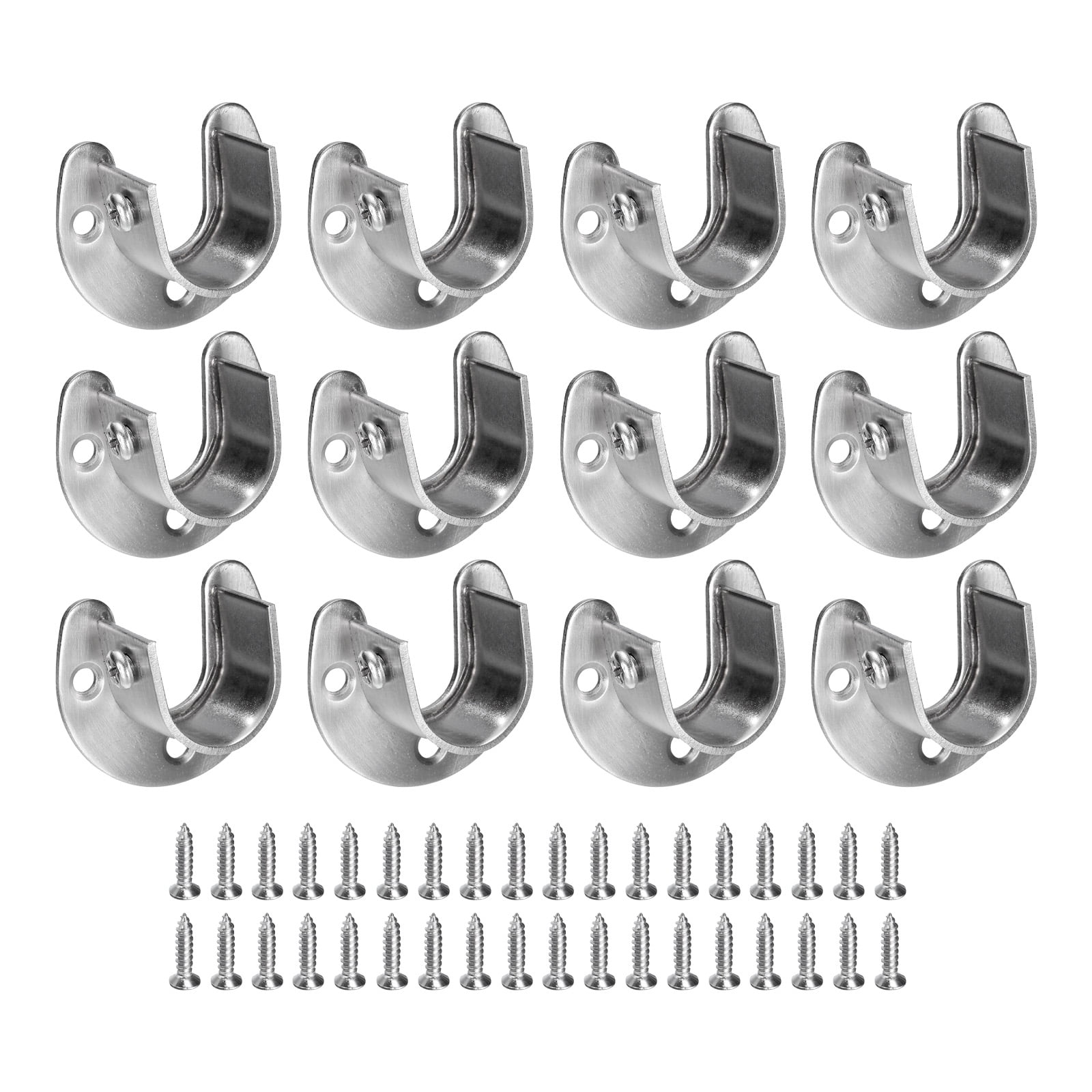Uxcell 12Pcs Stainless Steel Closet Rod Brackets, 1 Inch Dia U-Shaped ...