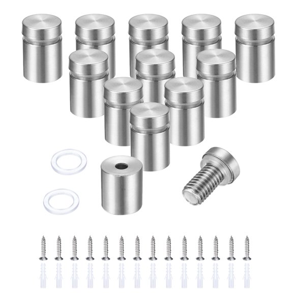 Uxcell 12Pcs Standoff Screw with 14Pcs Screws for Hanging 5/8" x 4/5" Brushed Silver