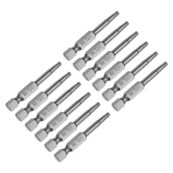 Uxcell 12Pcs T20 Torx Head Screwdriver Bit S2 Steel Magnetic Screw Drive Bit 2" Long 1/4 Inch Hex Shank
