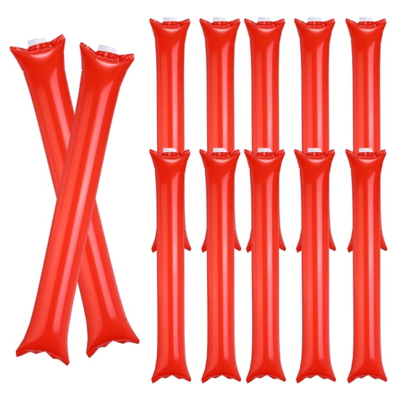 Uxcell 12Pcs Thunder Sticks, Thicken Cheering Team Spirit Stick Clapper, Cheerleading Plastic Inflatable Noise Makers for Sporting Events, Dance Party Favors, Concerts, Red