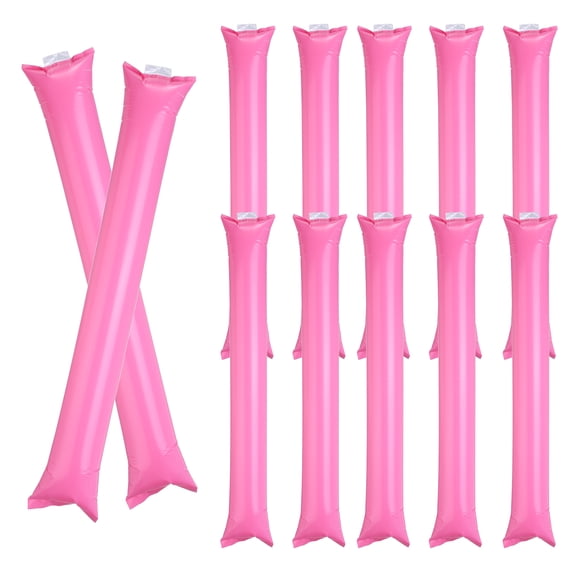 Uxcell 12Pcs Thunder Sticks, Thicken Cheering Team Spirit Stick Clapper, Cheerleading Plastic Inflatable Noise Makers for Sporting Events, Dance Party Favors, Concerts, Pink