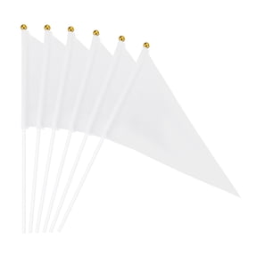 Uxcell 12Pcs White Pennant Stick Flag, 8.3 x 5.5 Inch Handheld Solid Color Flags on Plastic Stick for DIY Graffiti Birthday Carnival Festival Celebration Sports Grand Opening Party