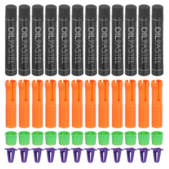 Uxcell 12Set Oil Pastels, Soft Oil Chalk Pastels Crayons with Pen Grip Extender for Art Painting Drawing Blending, Color Crayons for Art Supplies Beginners, Black