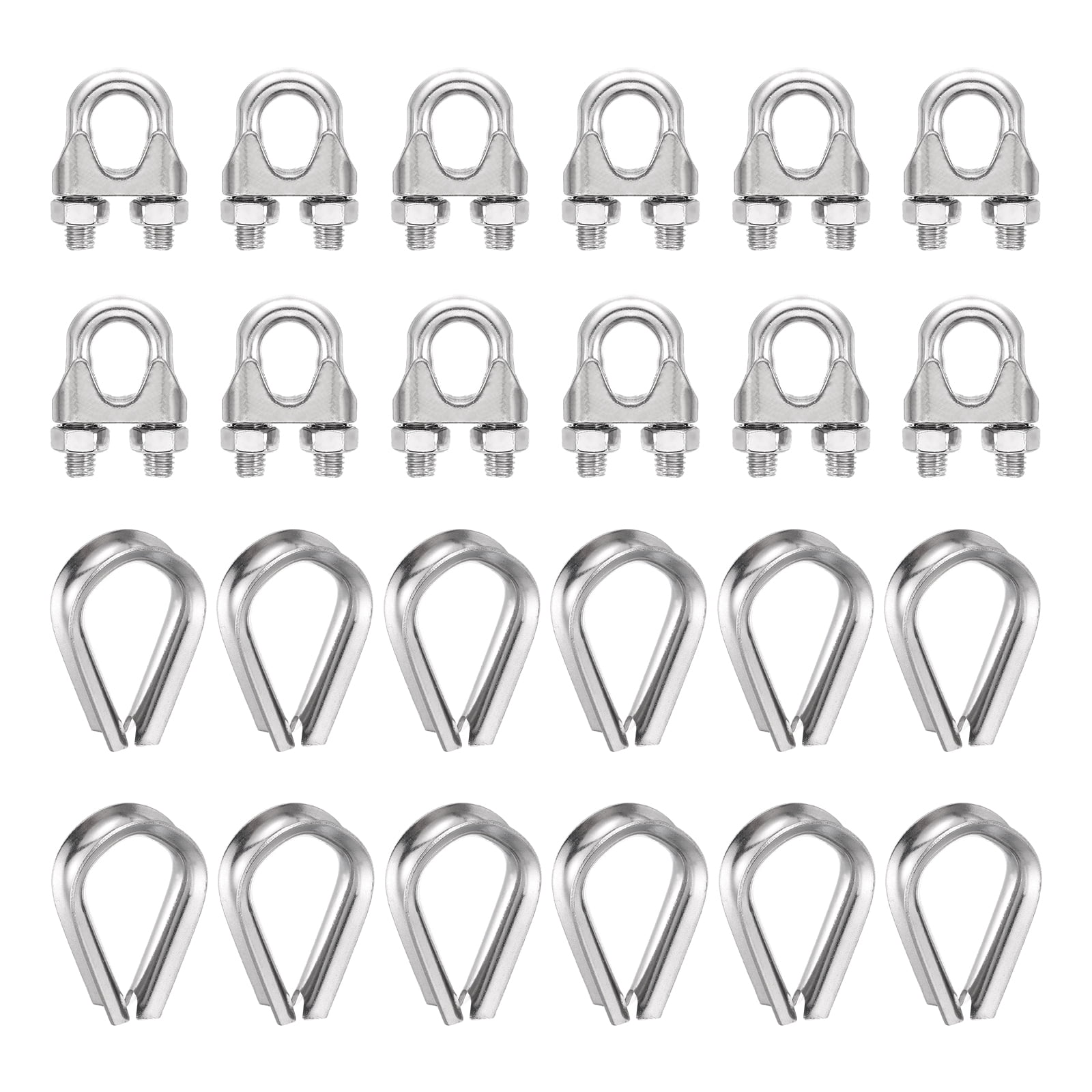 Small Rope Fasteners Uxcell 12Set Wire Rope Cable Clip Clamps 3/8 Inch M10 Small 304 ...