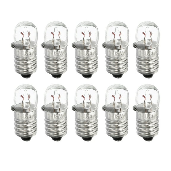 Uxcell 12V/3W E10 Warm Yellow Light Mini Incandescent Bulbs with Box 1 Set/10 Count