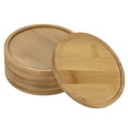thumbnail image 1 of Uxcell 12cm OD Round Bamboo Plant Saucer Flowerpot Drip Tray Indoor, 6 Pack, 1 of 5