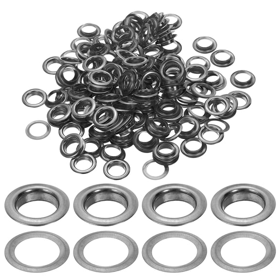 Uxcell 12mm/1/2" Metal Eyelets, Eyelets and Grommets Kit for DIY Project, Grey 150 Pcs