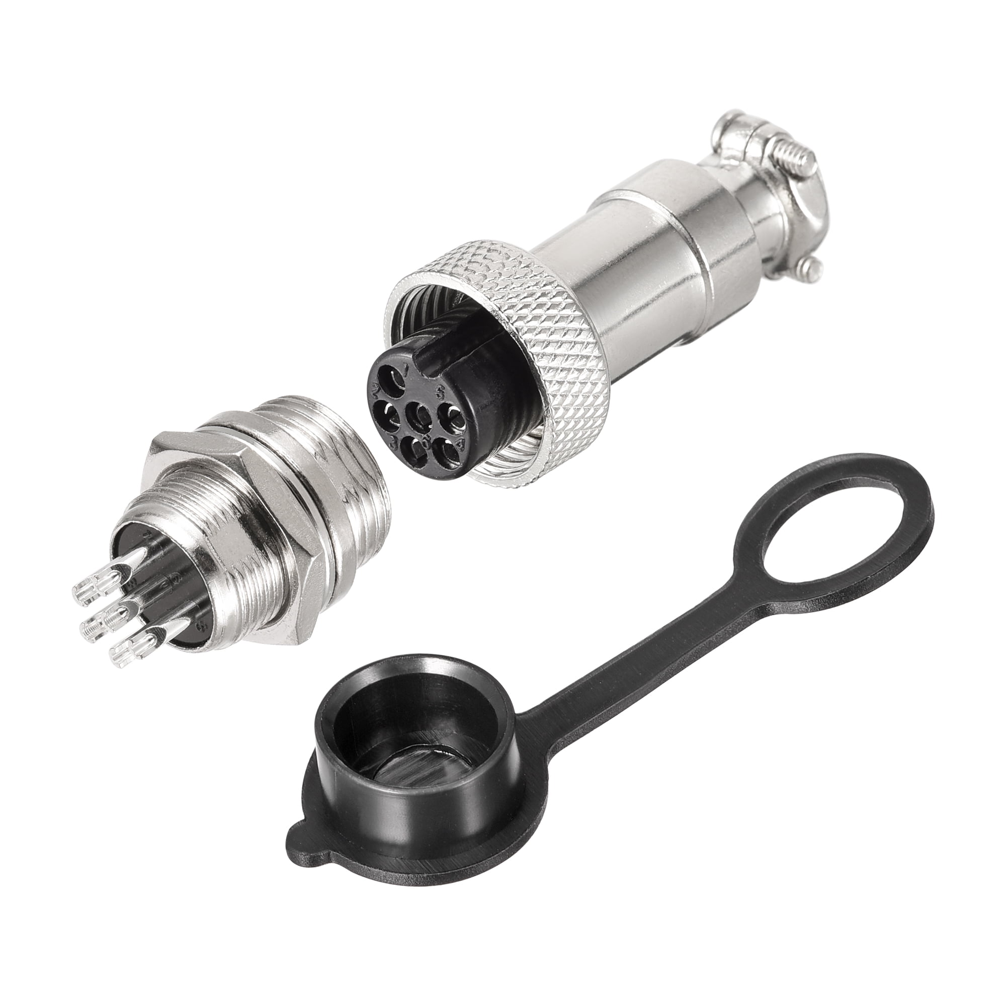 Uxcell 12mm 6 Terminals 5A 300V GX12 Aviation Connector with Plug Cover ...