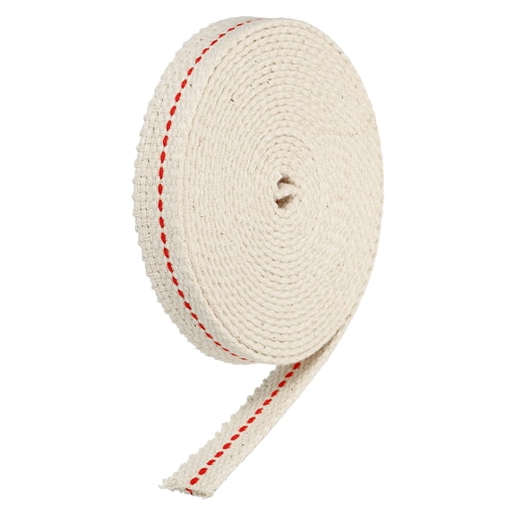 Uxcell 12mm Flat Wide 9.84ft Long Cotton Oil Lamp Wick with Red Stitch
