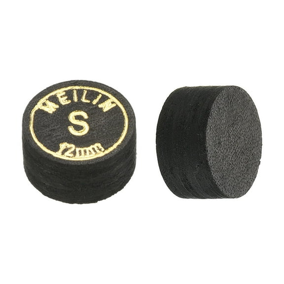 Uxcell 12mm Glue on Laminated Soft Pool Billiard Stick Cue Tips, Black 2 Pack