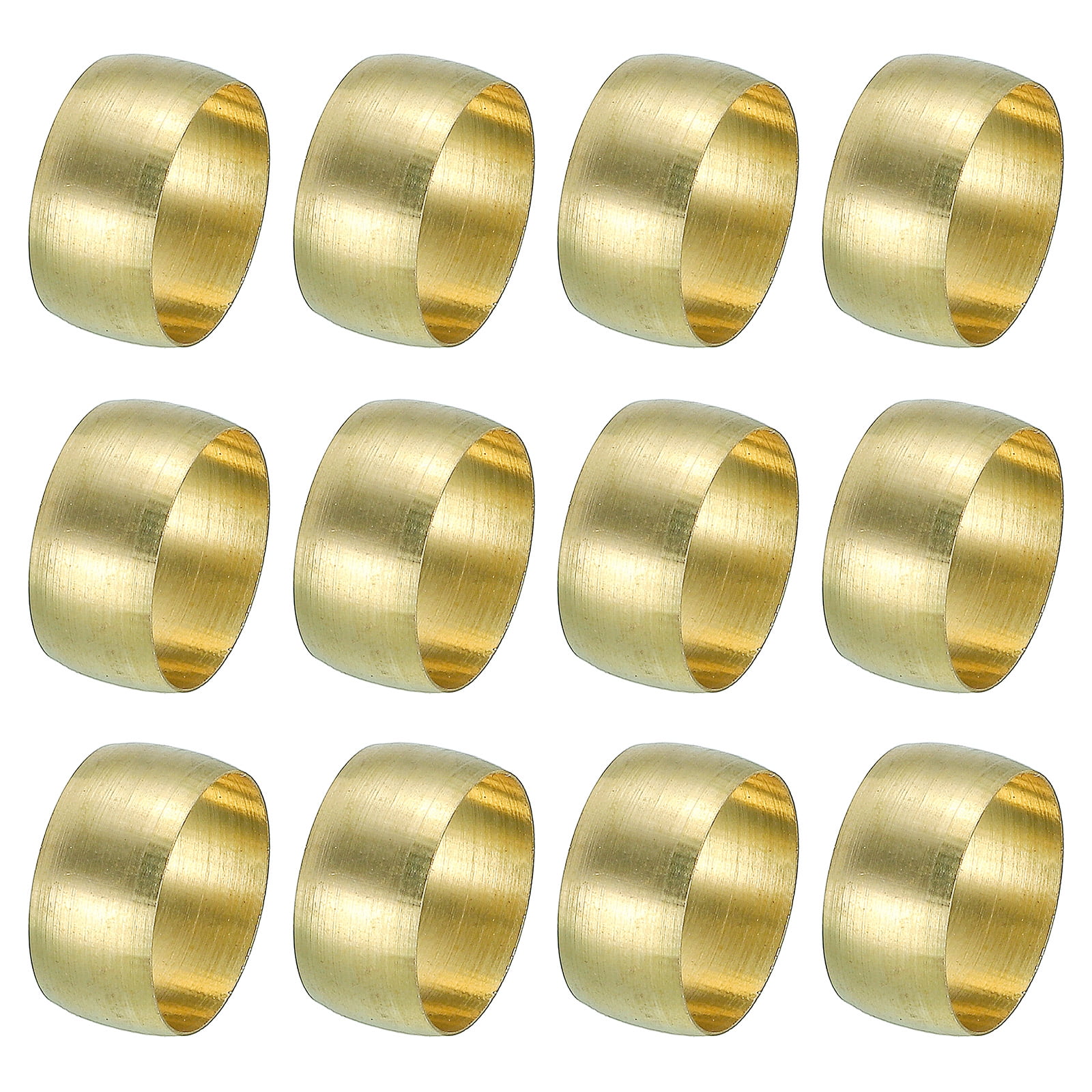 Uxcell 12mm ID Compression Sleeve Ferrules, 12Pcs Brass Sleeve Ferrules ...